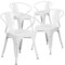 Emma and Oliver Commercial Grade 4 Pack Metal Indoor-Outdoor Chair with Arms
